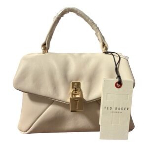 Ted Baker Poppy Small Satchel Crossbody Handbag Lock Cream Leather NEW Viral